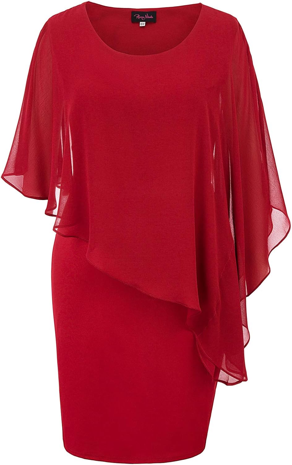 Hanna Nikole Women's Plus Size Cape Chiffon Dress Cocktail Formal Party Pencil D...