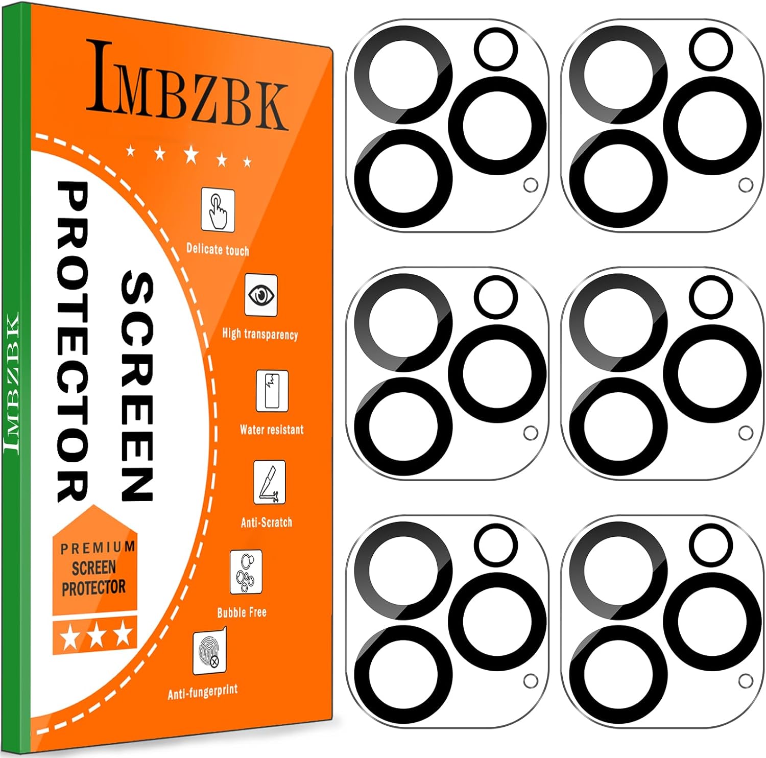IMBZBK Camera Lens Protector, Special 6 Pack Screen Cover for iPhone 16 Pro Max/...