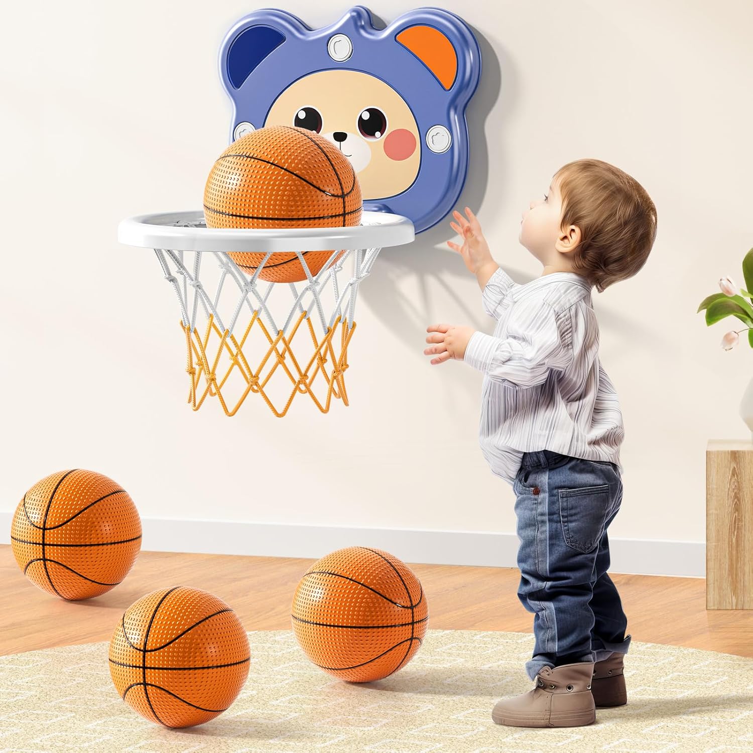 TEMI Indoor Toddlers Basketball Hoop for Kids Age 2 3 4 5 6, Toddlers Basketball...