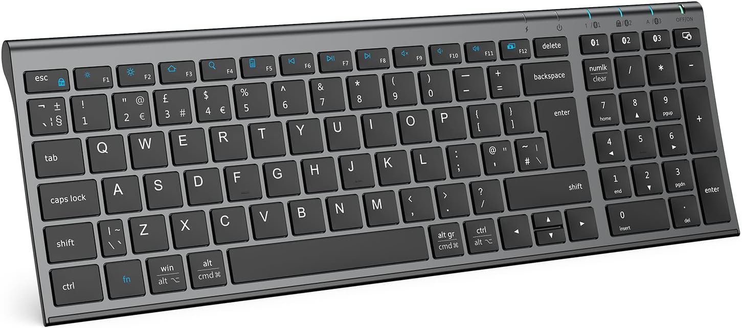 iClever Wireless Keyboard, Bluetooth Keyboard Stab...