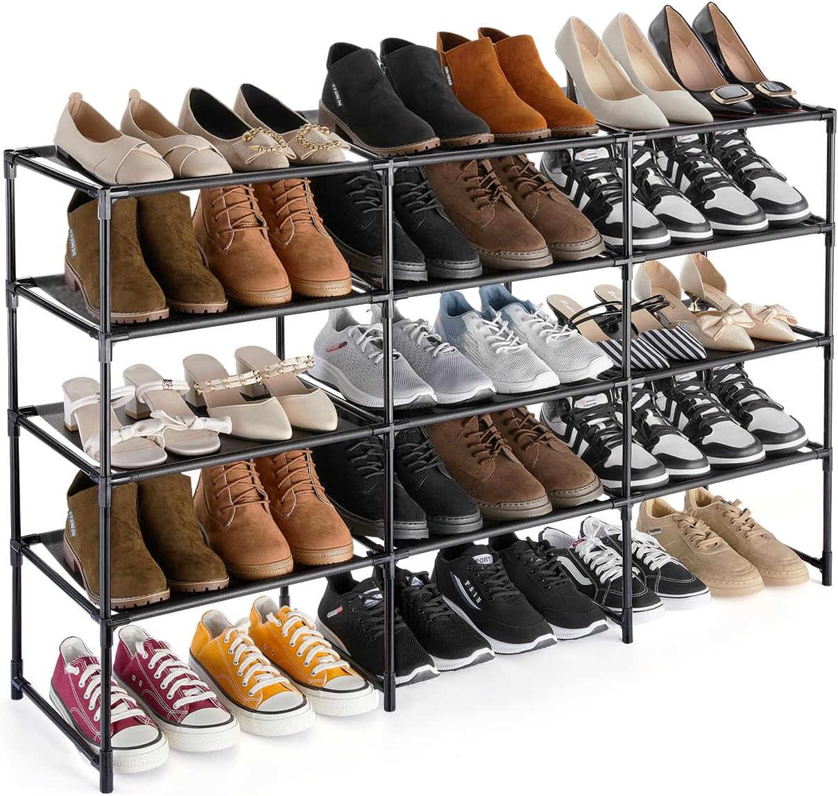 HOUSE AGAIN 5 Tier Long Shoe Rack, Special Shoe Shelf for 30-Pairs, Innovative W...