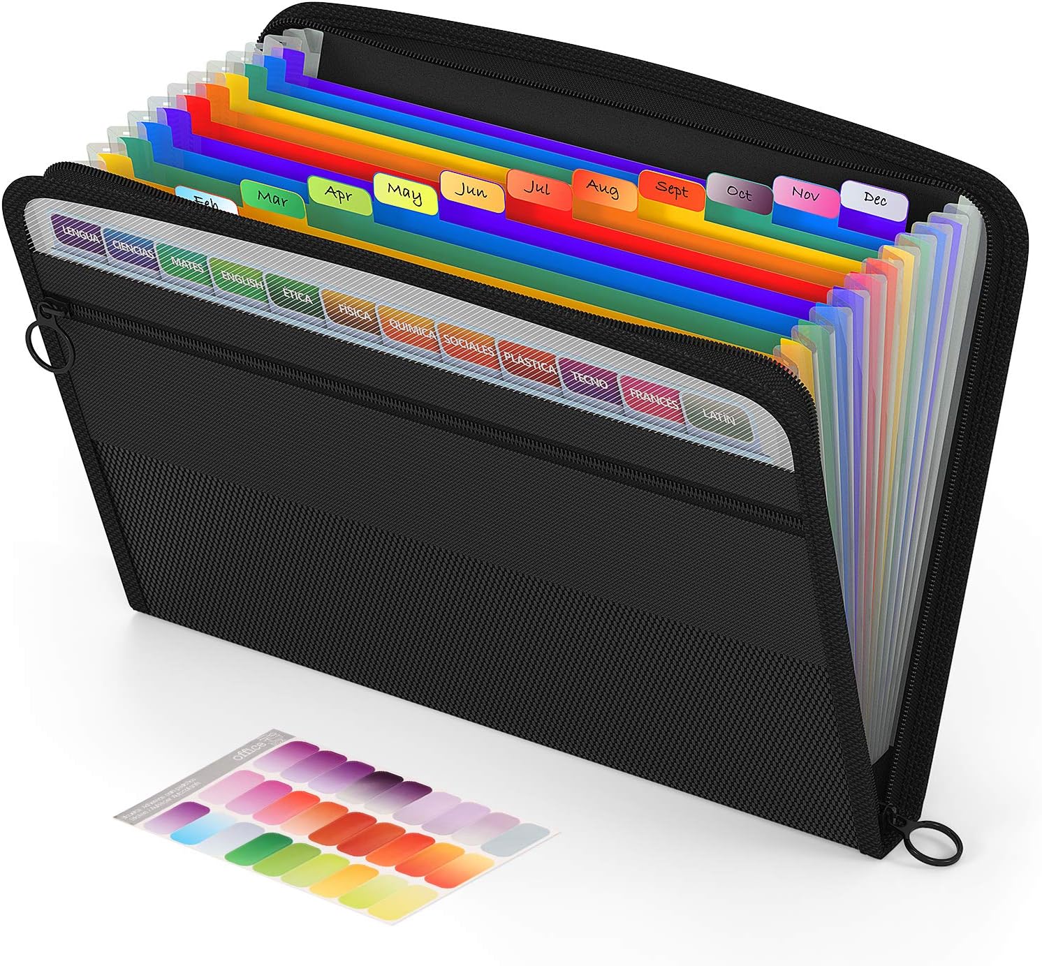 ABC life Expanding File Folders with Zipper Closure, 13 Pockets A4 Filing Accord...