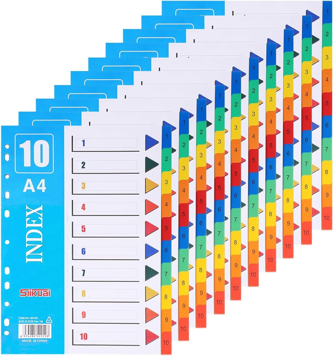 XHDA 1-10 Part Dividers A4, 10Pack Plastic A4 File Dividers for Ring Binders, A4...