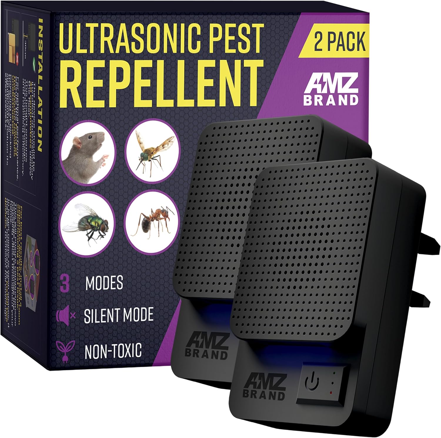 AMZ BRAND Ultrasonic Pest Repeller, Powerful Mouse Repellent for 3 Working Modes...