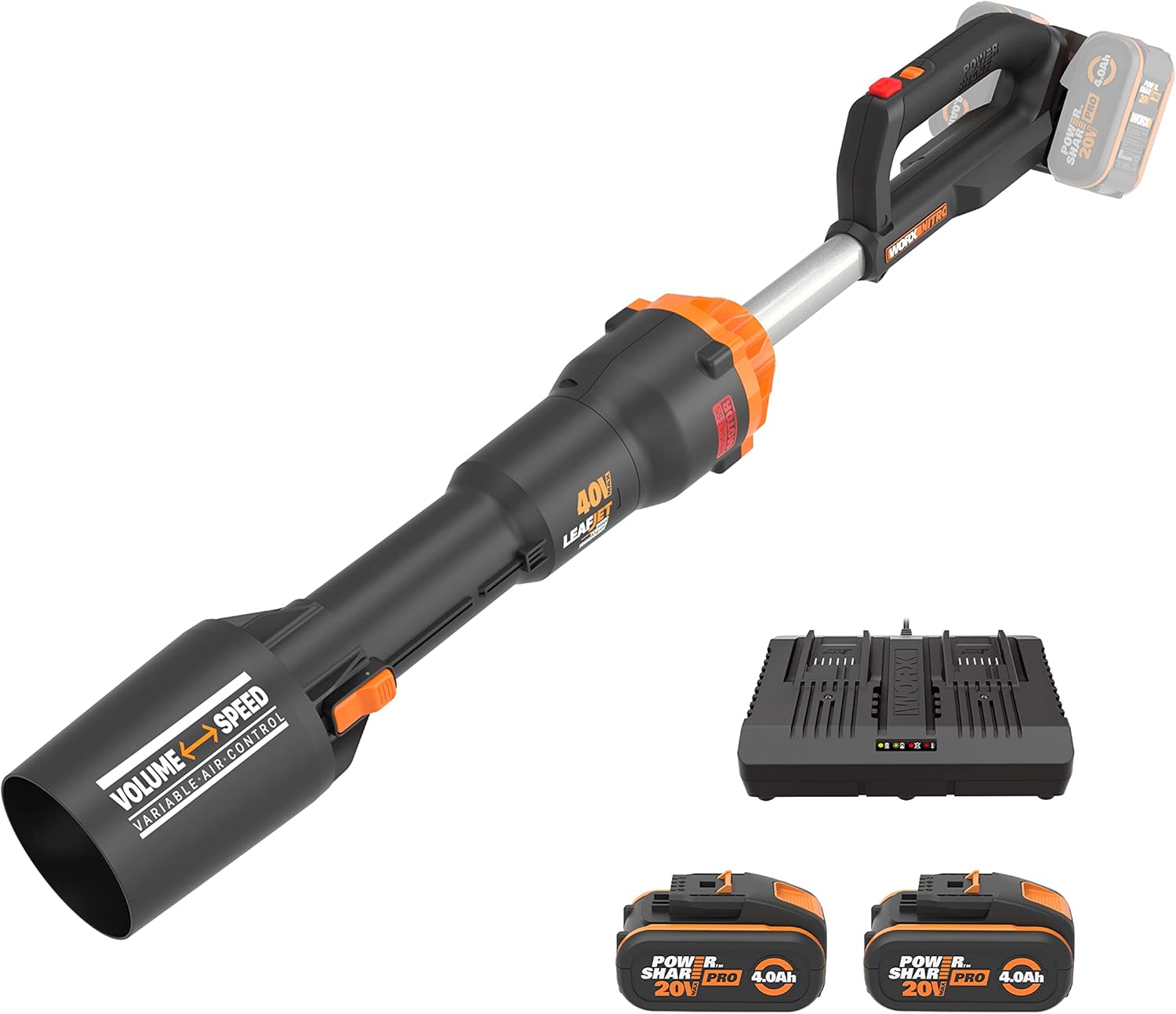 WORX NITRO 36V(40V MAX) Cordless Leaf Blower WG585E Brushless Blower, 3 Speeds +...
