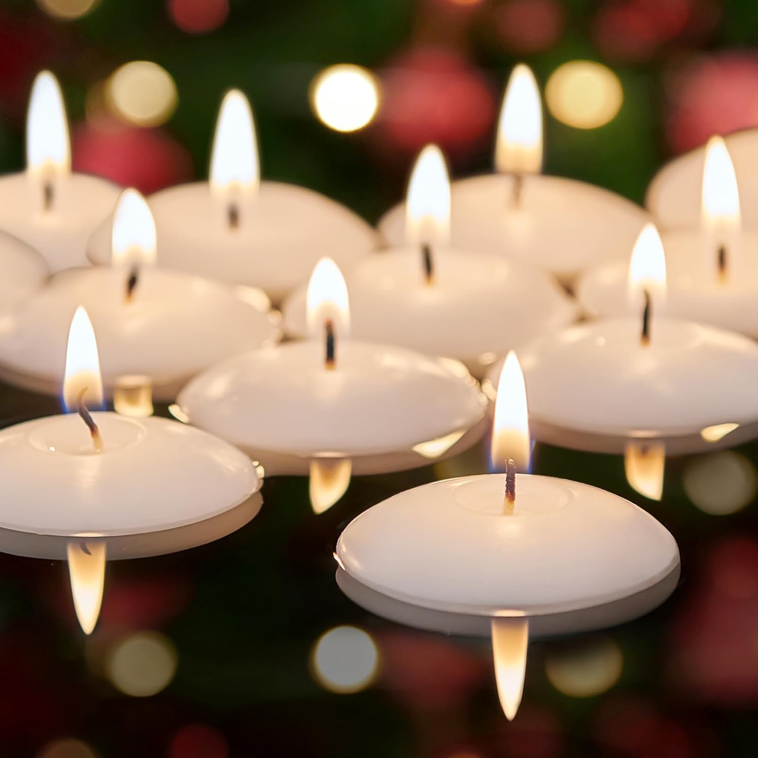 White Floating Candles 2 inch, 24 Pack Floating Candles 5-6 Hours Long Burning,...