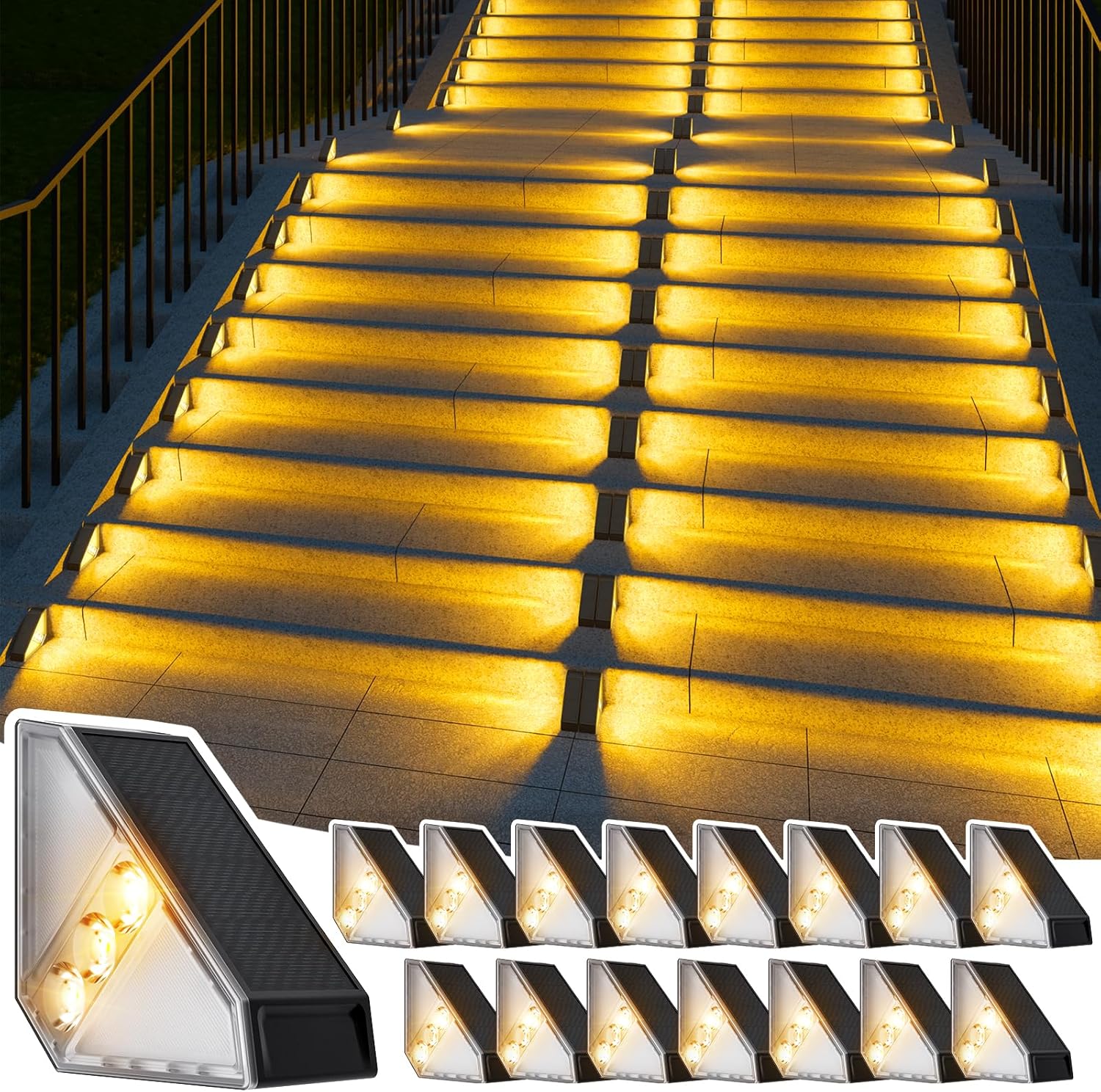 JSOT Solar Step Stair Lights Outdoor Waterproof for Yard Lighting Decor, 16 Pack...