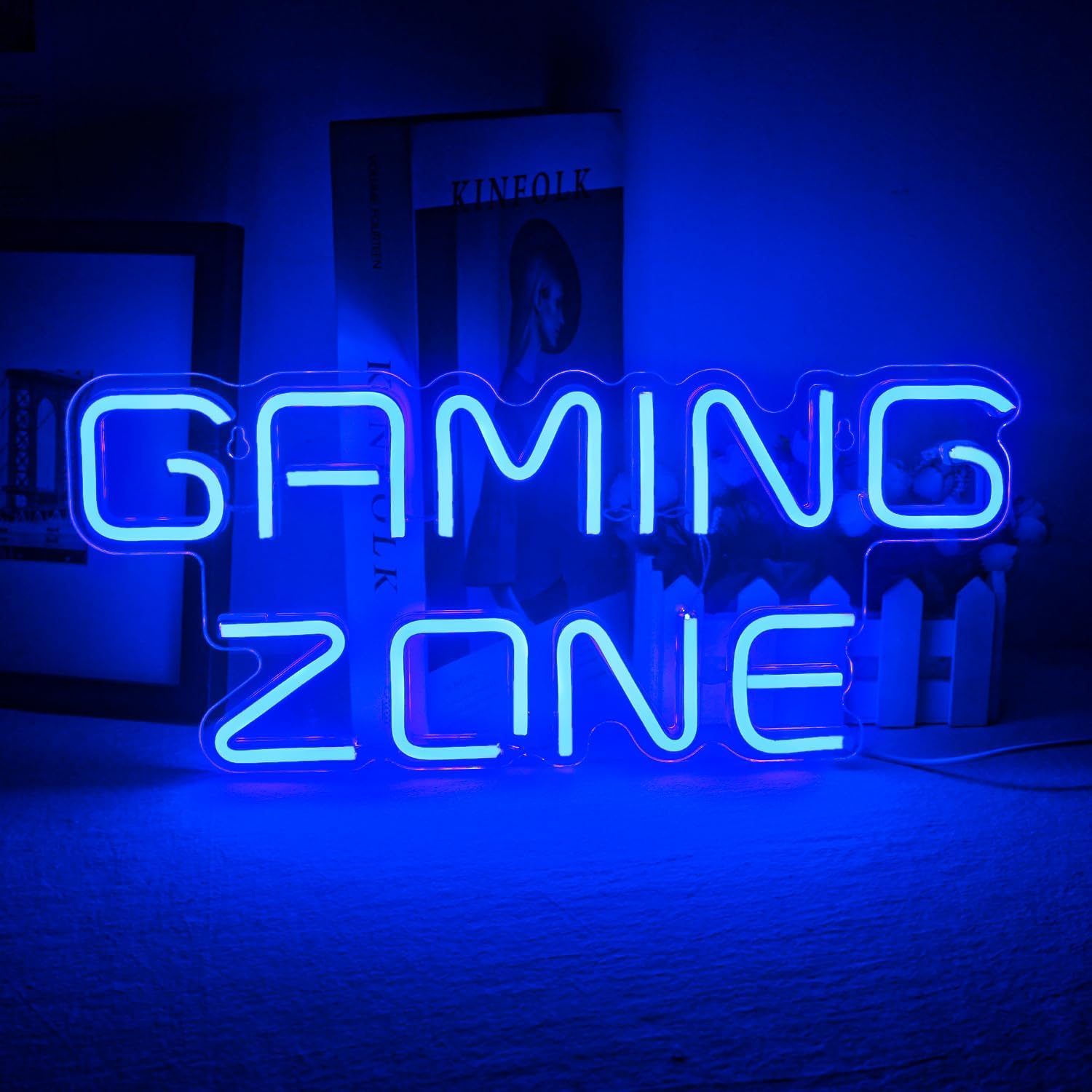 ineonlife Gaming Zone Neon Sign Blue LED Gaming Neon Light for Wall Decor Letter...