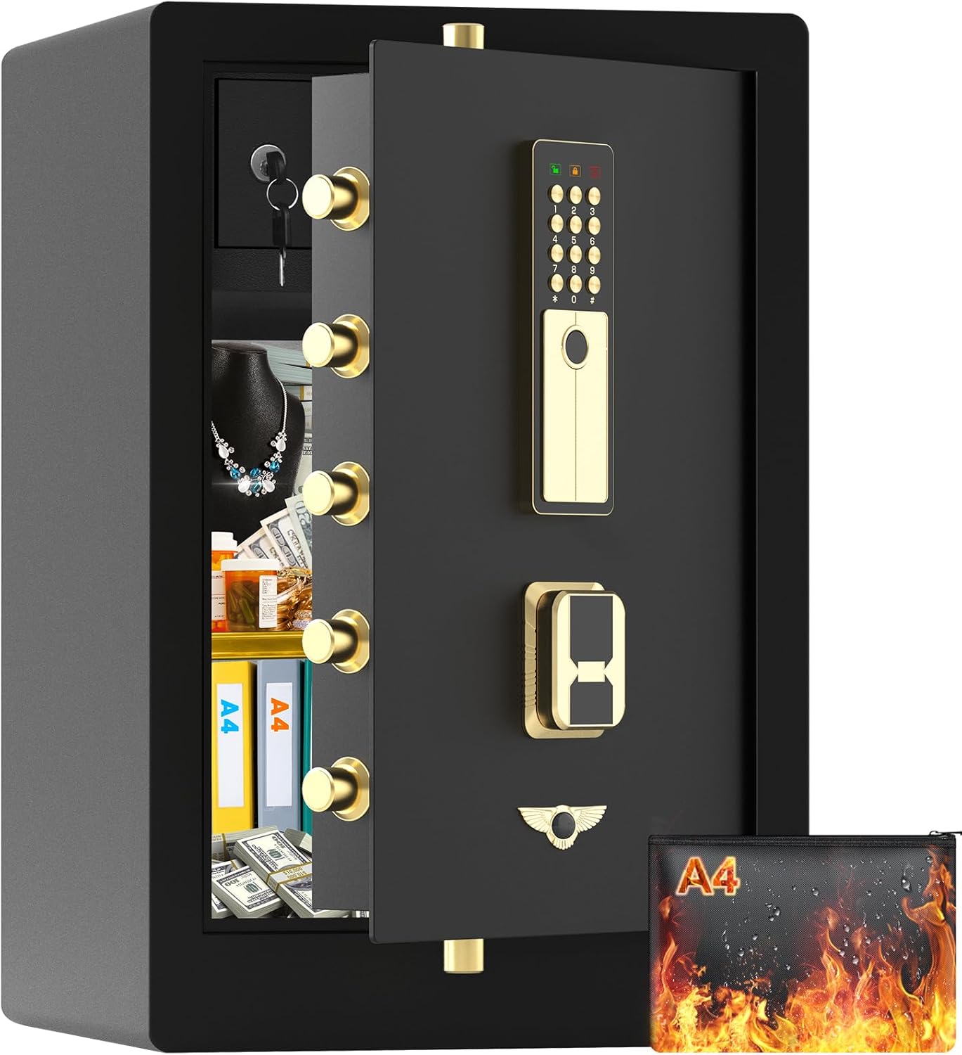5.1Cuft Extra Large Home Safe Fireproof Waterproof, Anti-theft Security Fireproo...