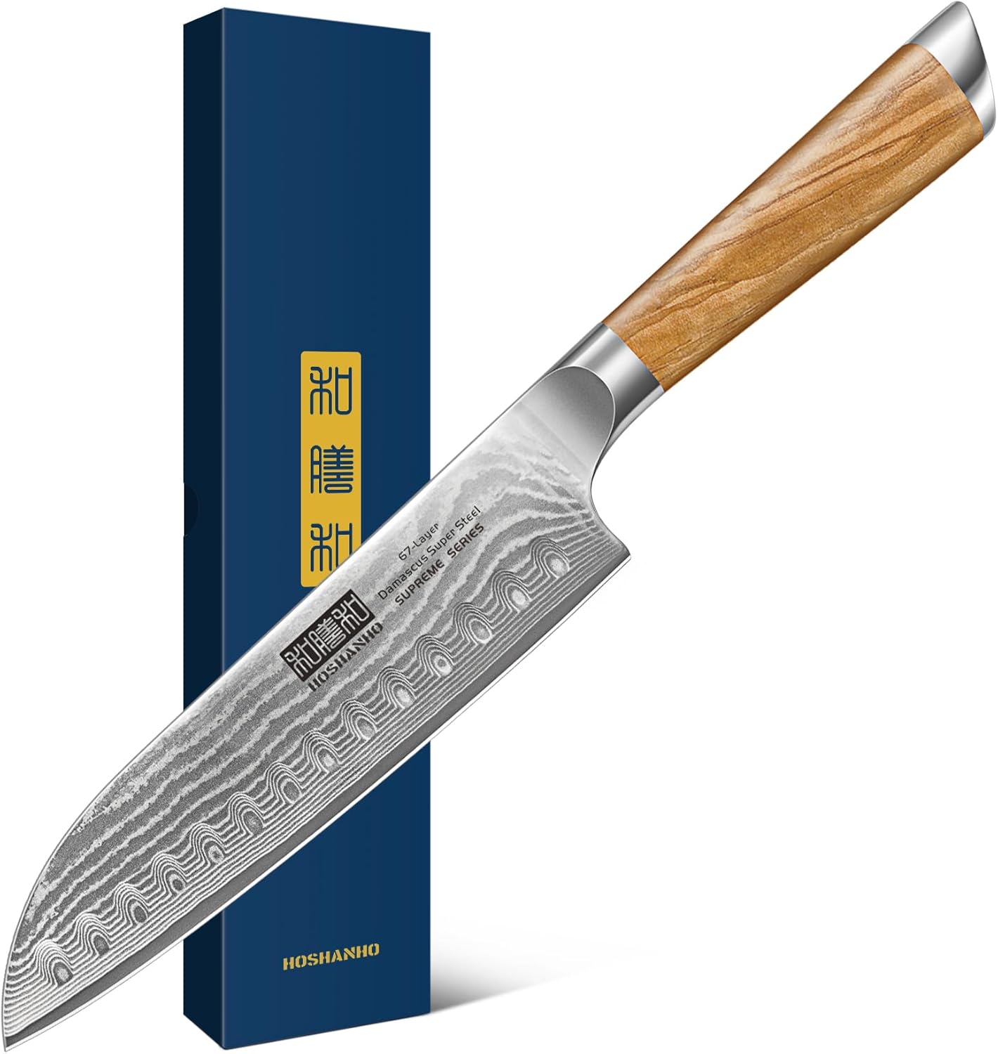 Damascus Santoku Knife 7 Inch, Professional Japanese Damascus Super Steel Kitche...