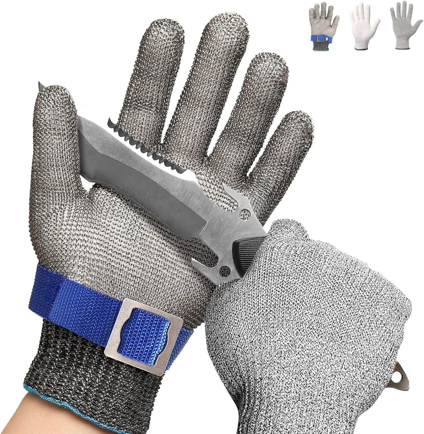 Schwer SlicePro ANSI A9 Cut Resistant Glove PR1706, Stainless Steel Mesh Metal G...