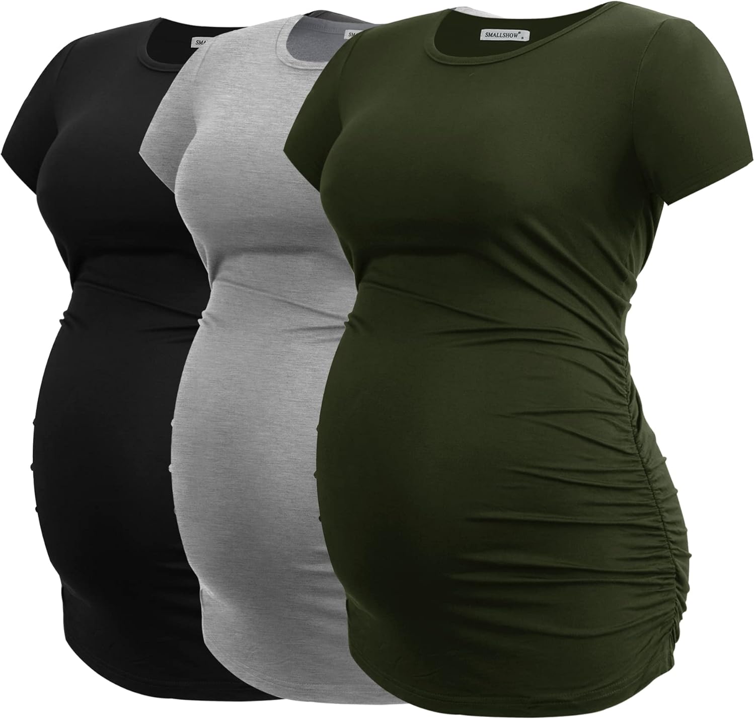 Smallshow Women's Maternity Tops Side Ruched Tunic T-Shirt Pregnancy Clothes XX-...