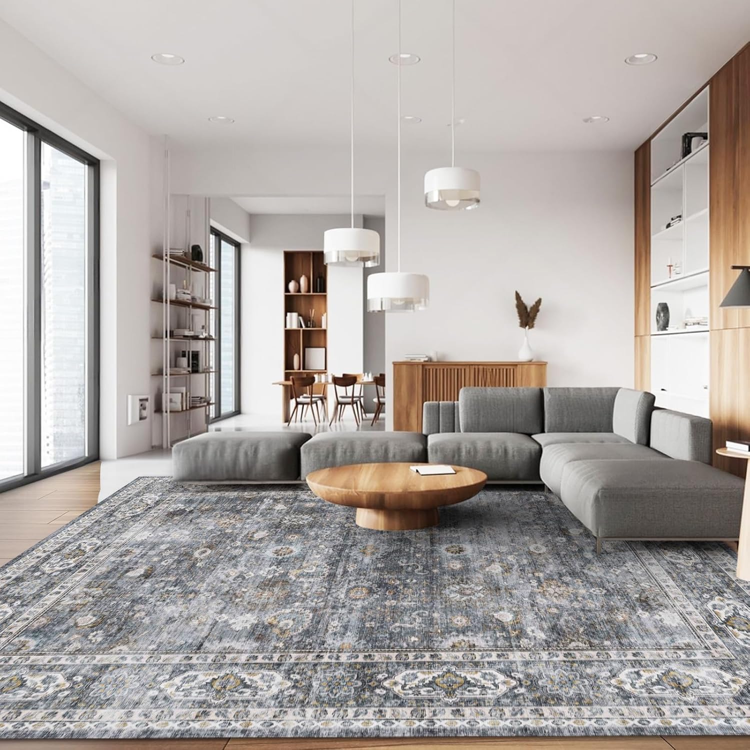 8x10 Rug Washable Boho Rug Soft Large Area Rug Non...