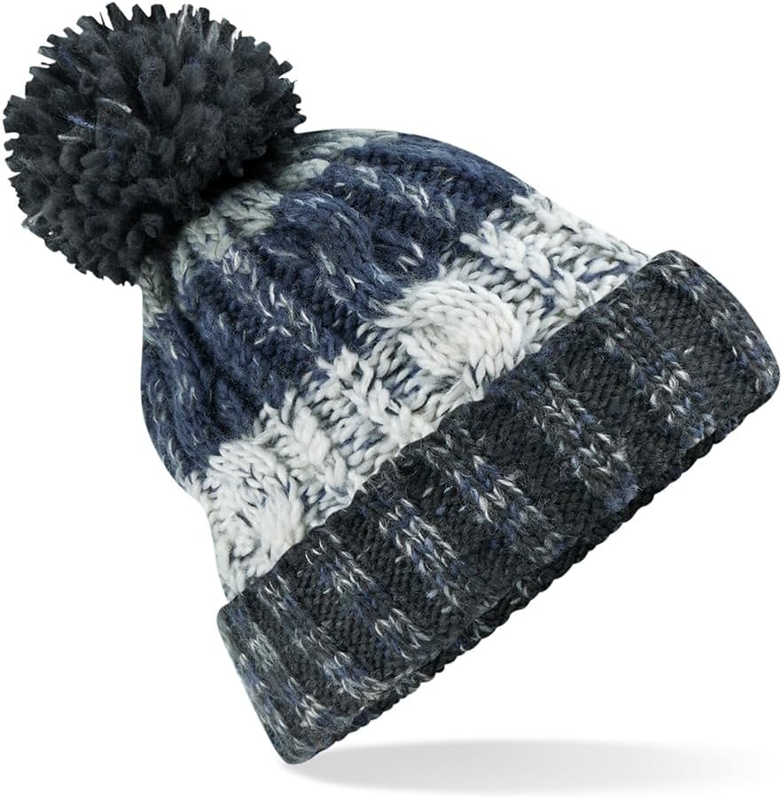 ASVP Shop Corkscrew Cable Knitted Bobble Hat Plain Mens Womens Beanie Warm Winte...
