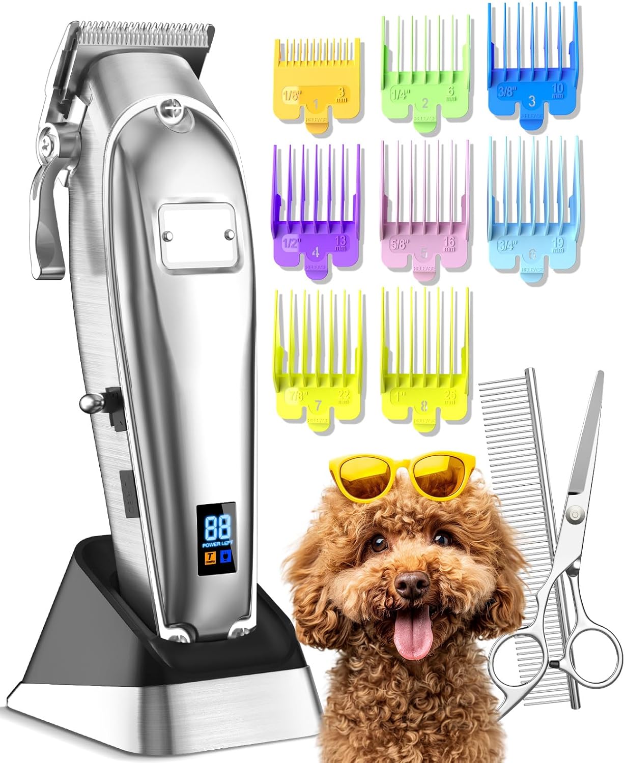 oneisall Dog Grooming Clippers for Thick Heavy Coats,Low Noise Cordless Dog Groo...