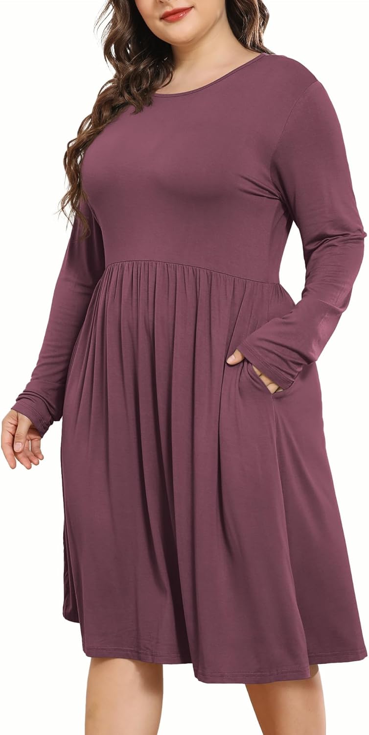 POSESHE Women's Plus Size Dresses, Special Long Sl...