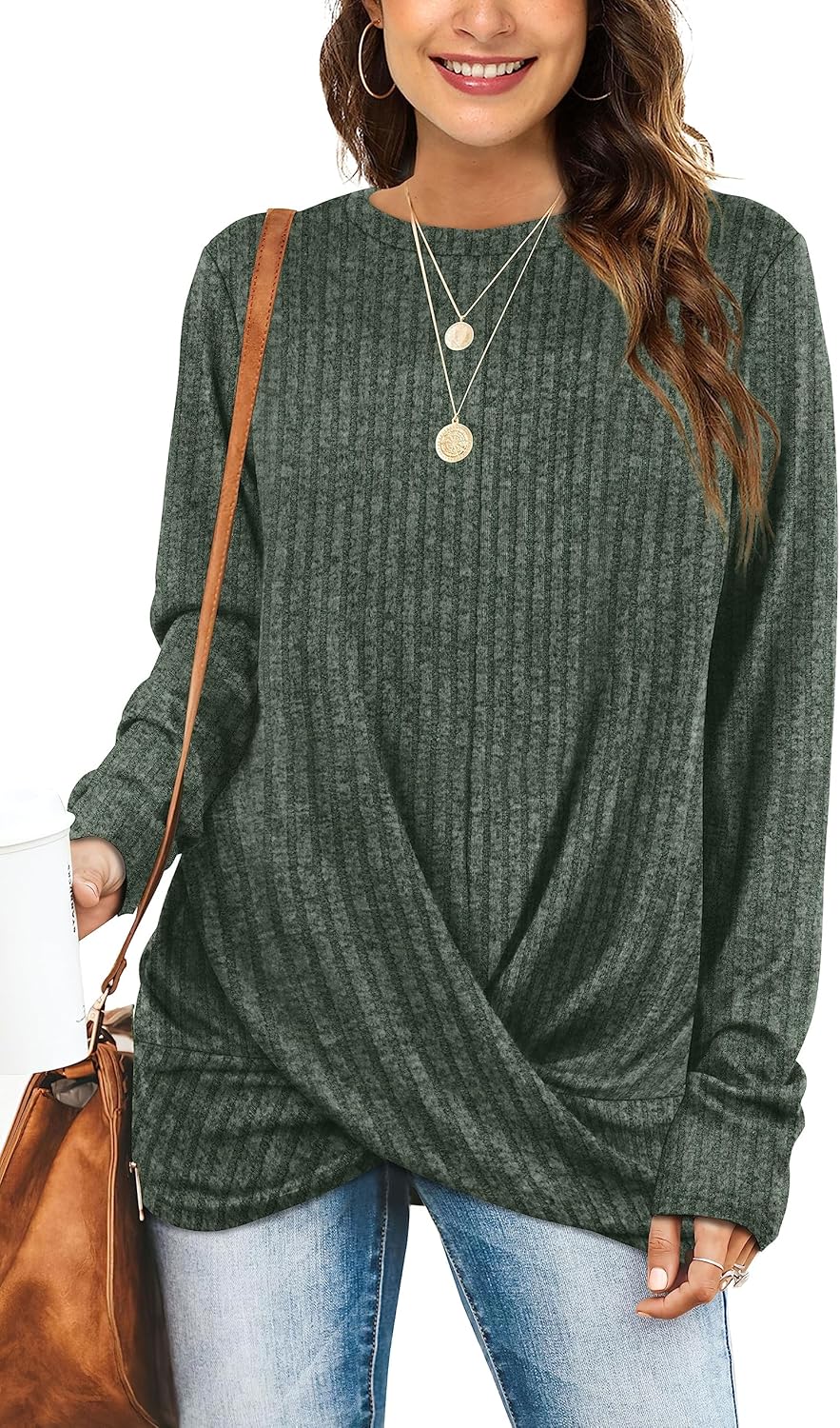 Aokosor Womens Long Sleeve Tops, Special Ladies Loose Fit Jumpers, Innovative Tw...
