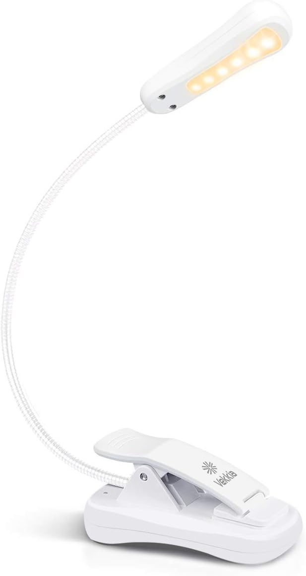 Vekkia 3000K Warm LED Rechargeable Book Light, Easy for Eyes, Clip on Reading Li...