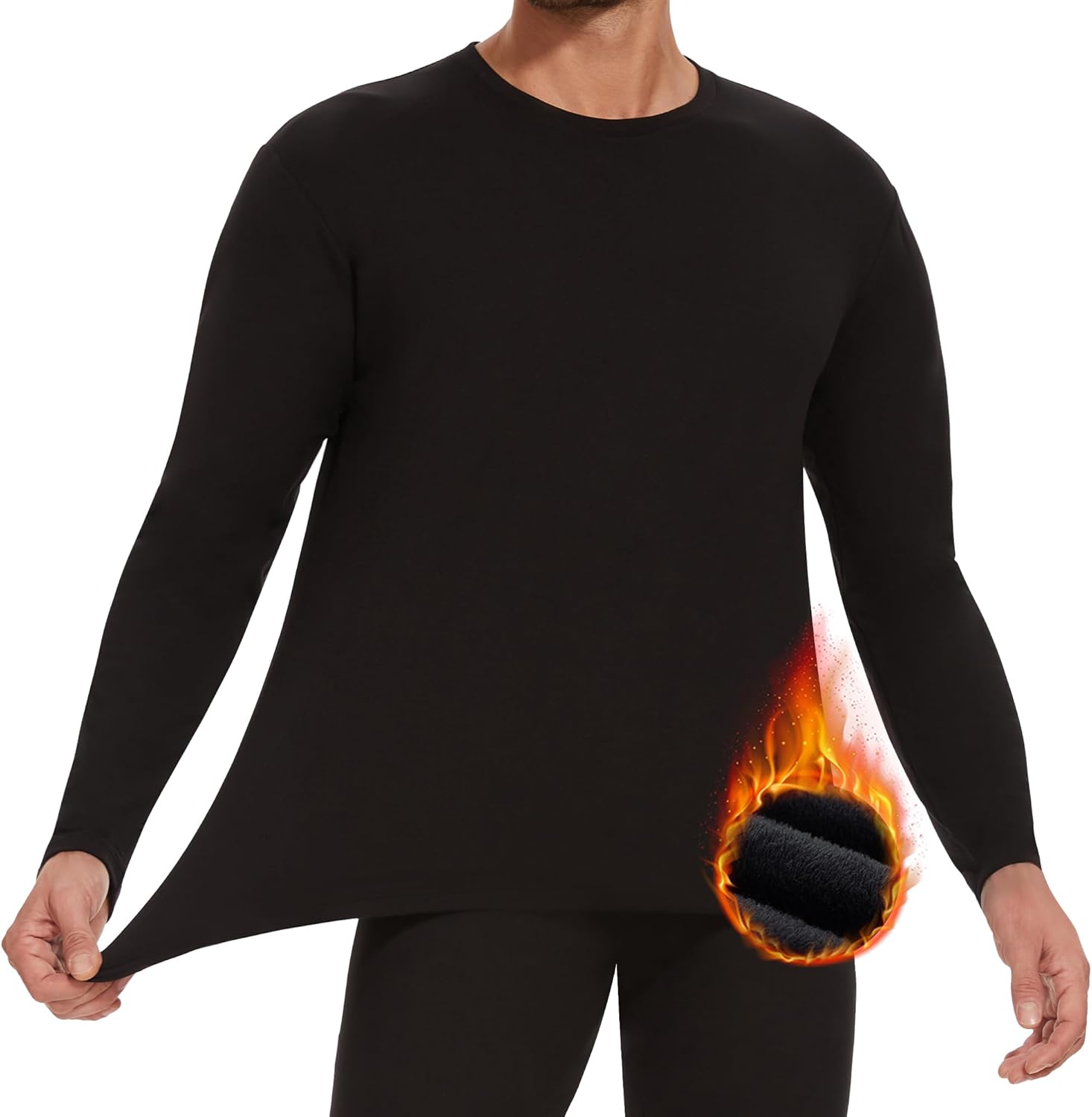 HIPOWER Thermal Top for Men Long Sleeve T Shirt Base Layer Fleece Lined Lightwei...