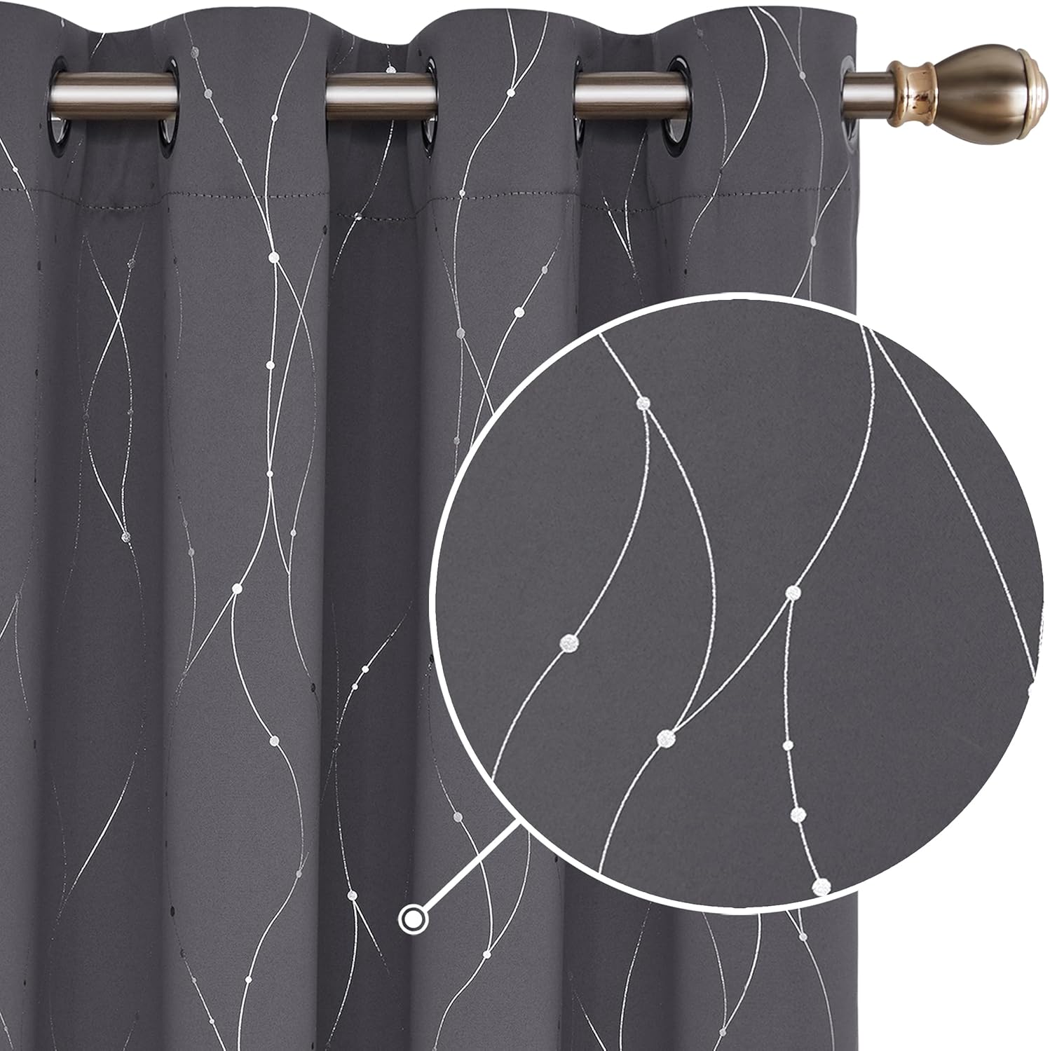 Deconovo Dot Line Decorative Curtains, Super Soft Thermal Insulated Energy Savin...