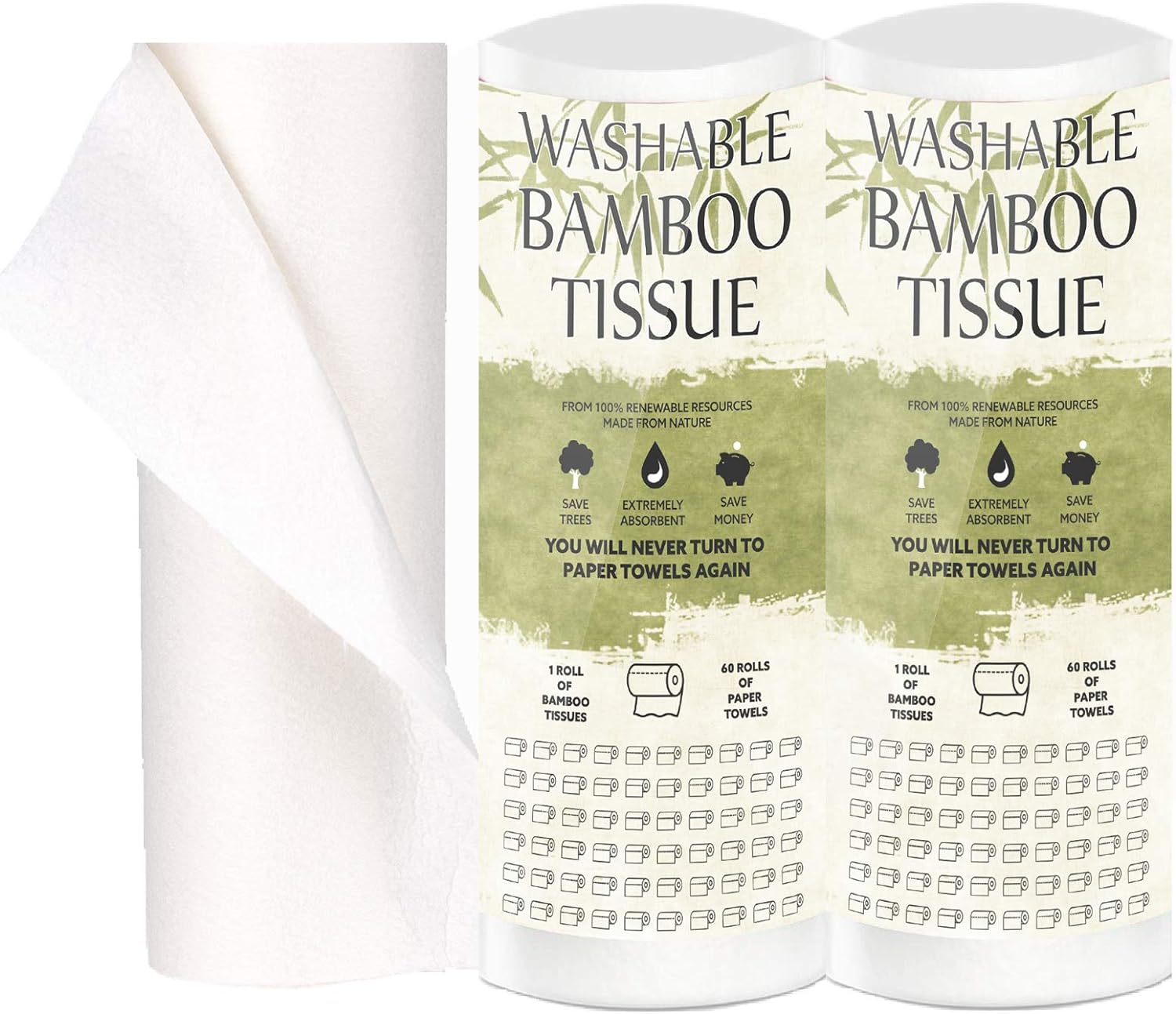 TANNESS Bamboo Kitchen Rolls, Special Washable Kitchen Towels, High-Quality Kitc...
