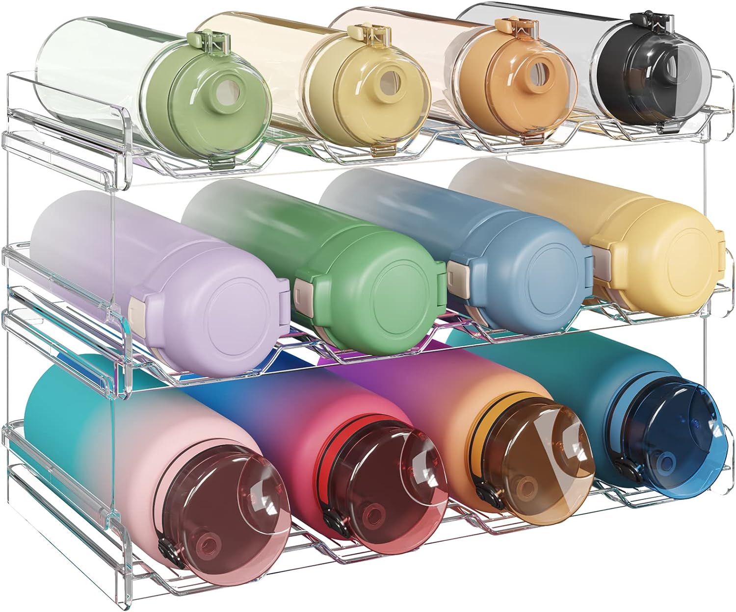 Lifewit Stackable Water Bottle Organiser for Cupboard, Freezer, Pantry, Plastic...
