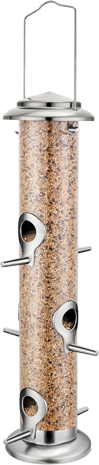 iBorn Metal Bird Feeders 6 Ports Hanging Wild Bird Seed Feeder for Mix Seed Blen...