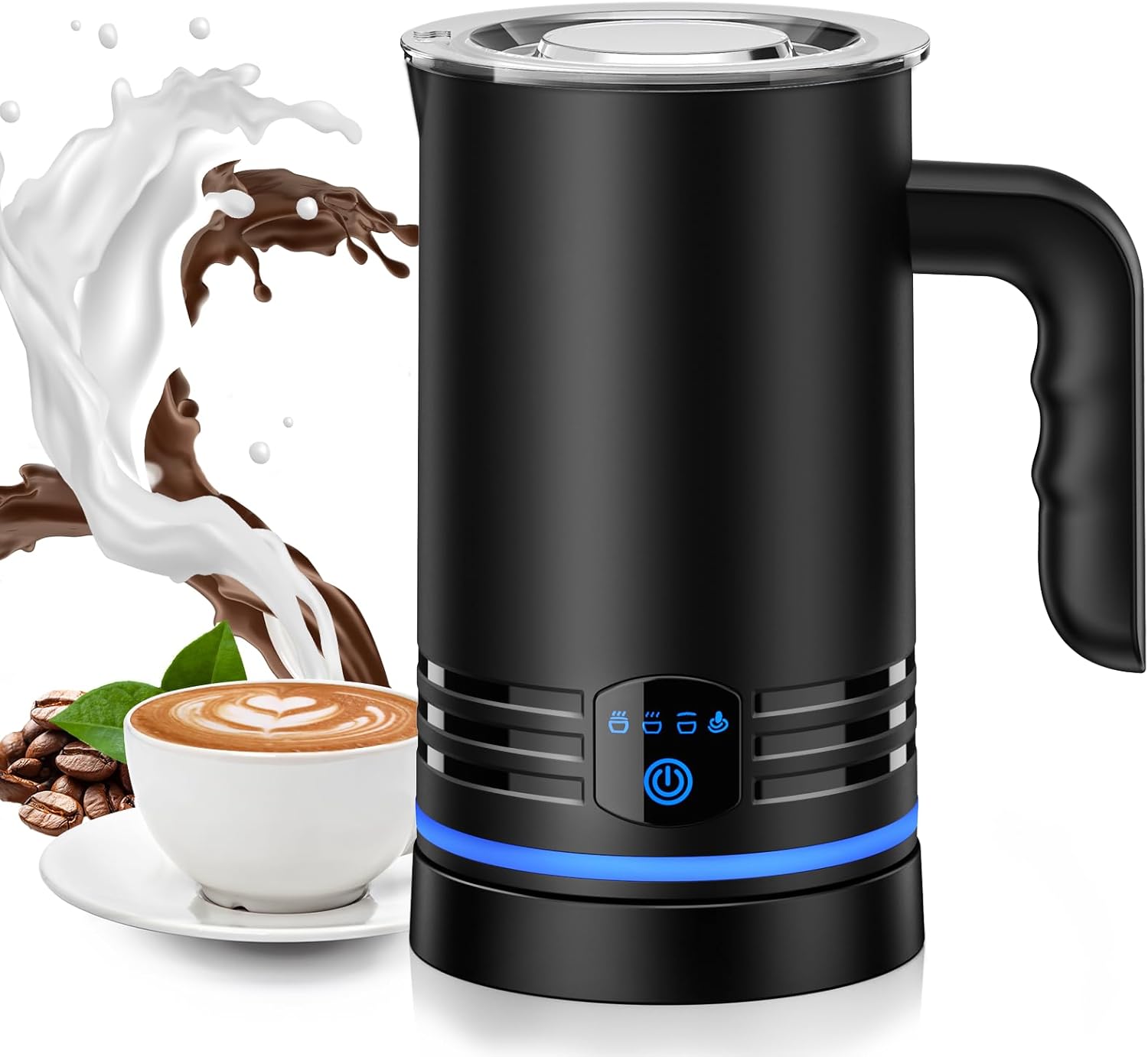 ONEWAY Milk Frother Electric with Touch Panel,430ml Automatic Milk Frothers and...