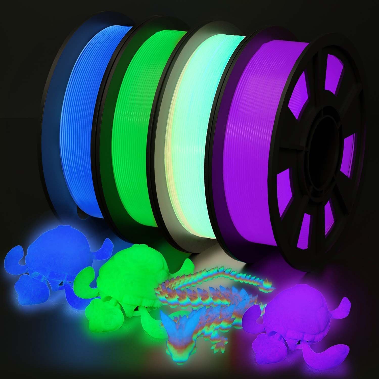 YOUSU 3D Printer Filament Bundle,Glow in The Dark Filament Multicolor,PLA Filame...