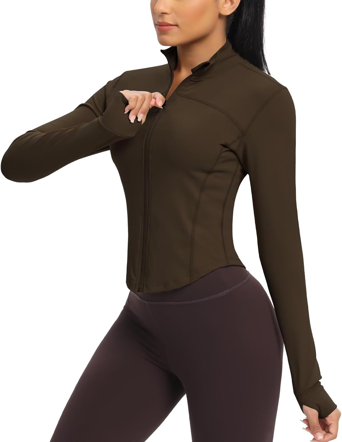 QUEENIEKE Women's Cropped Running Jackets - Zip Up Lightweight Athletic Yoga Gym...