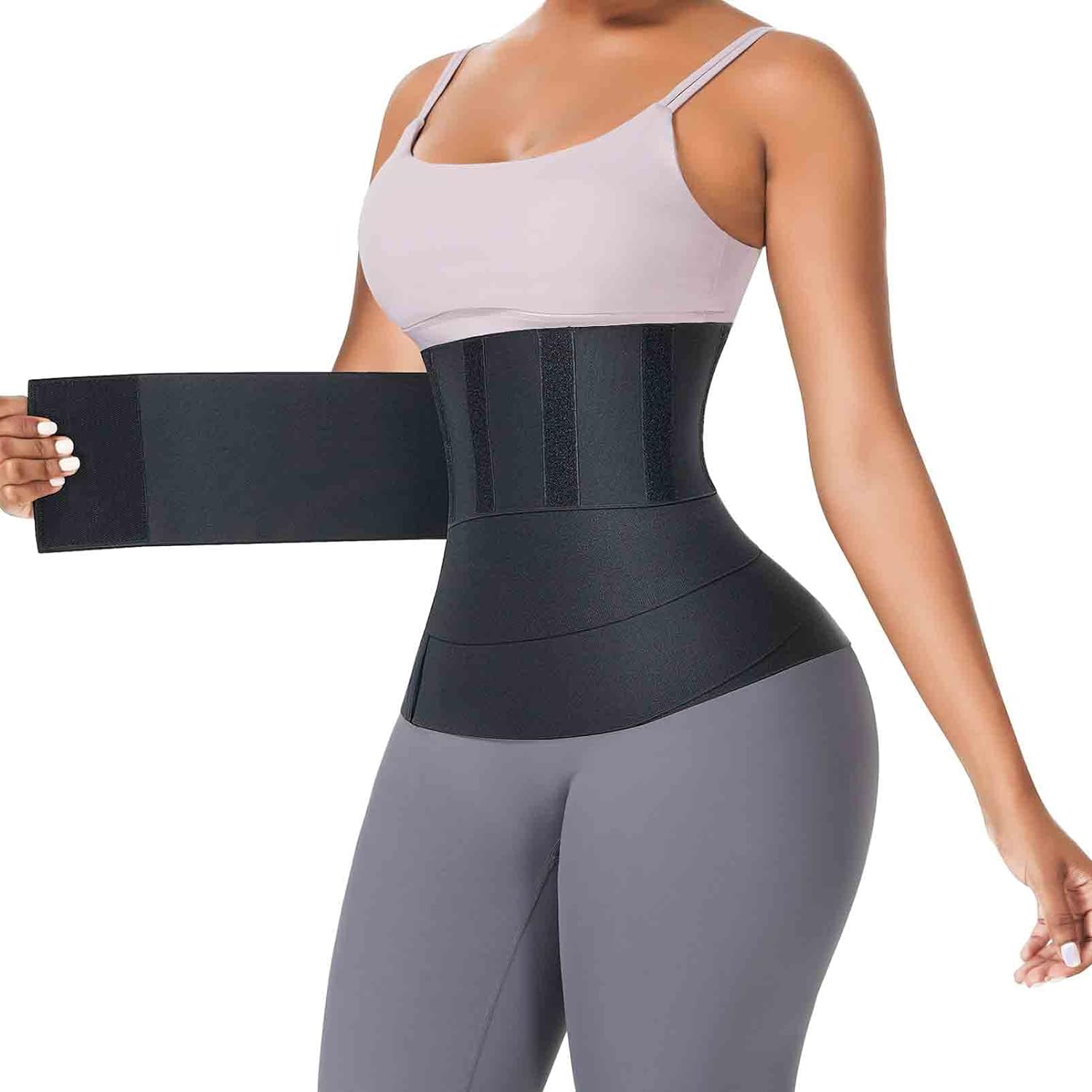 FeelinGirl Waist Trainer for Women Sauna Belt Tummy Wrap Plus Size A-black One S...