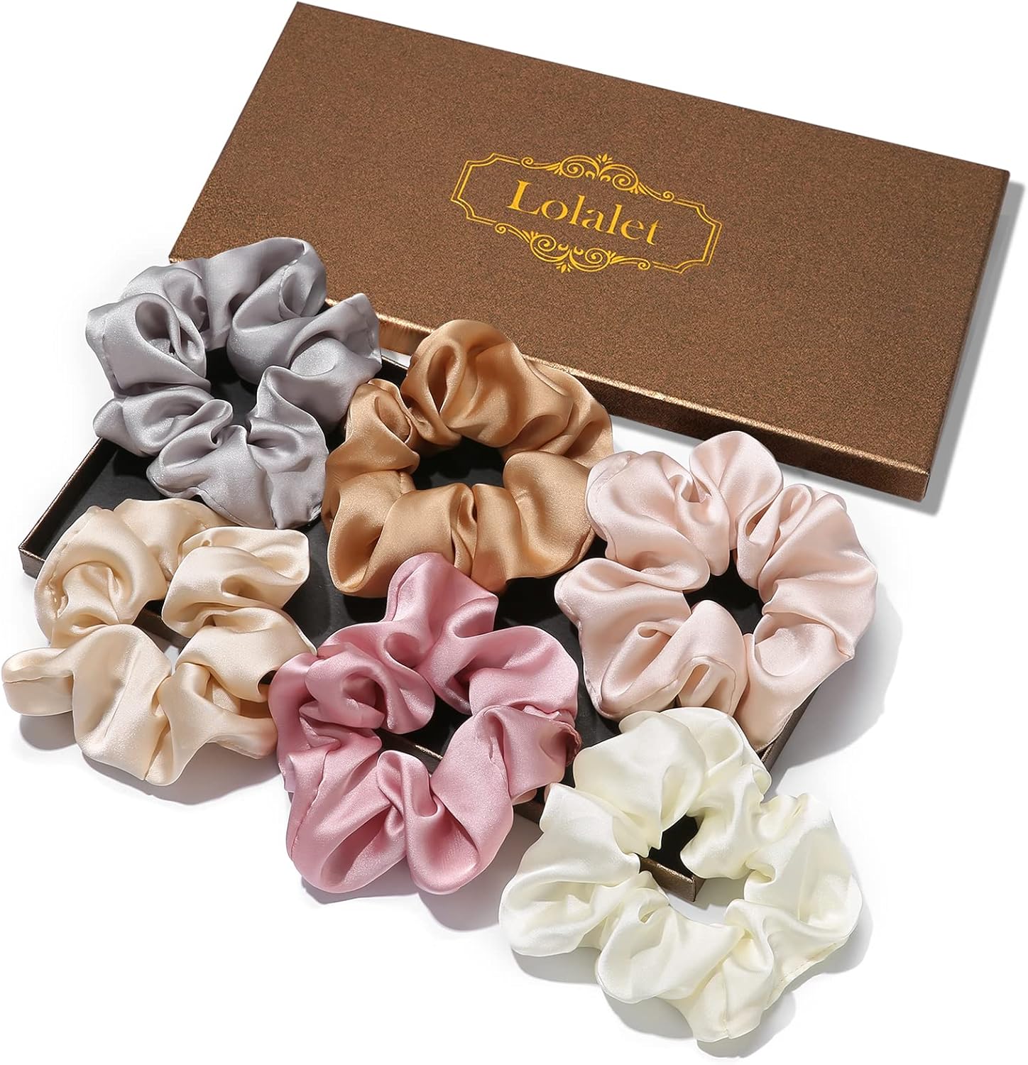 Lolalet Scrunchies for Women Girls, Satin Hair Scrunchies Softer Than Silk Hair...