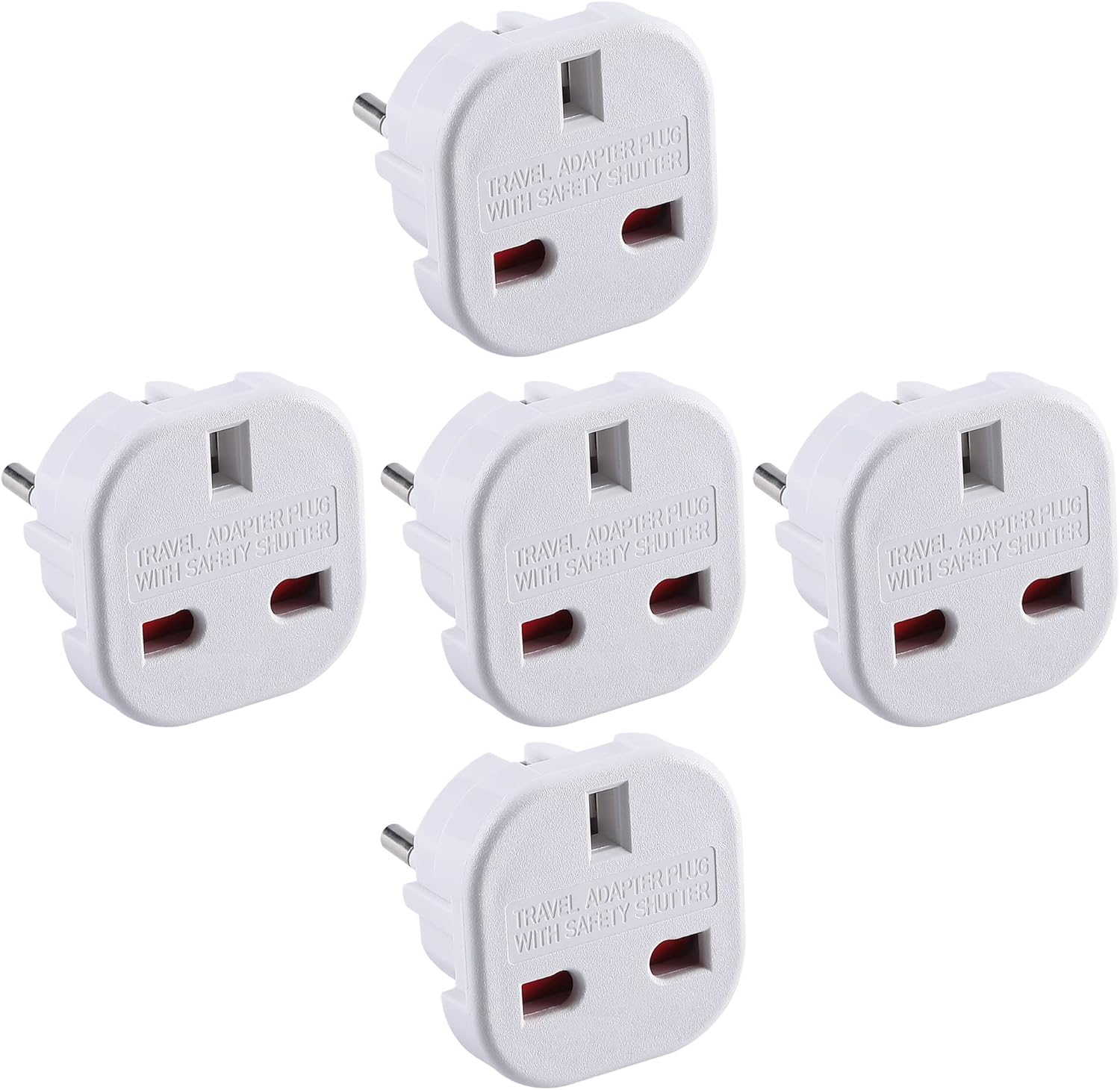 Pack of 5 Travel Adapter | UK to European Plug Adapter Converter (Euro Type C, E...