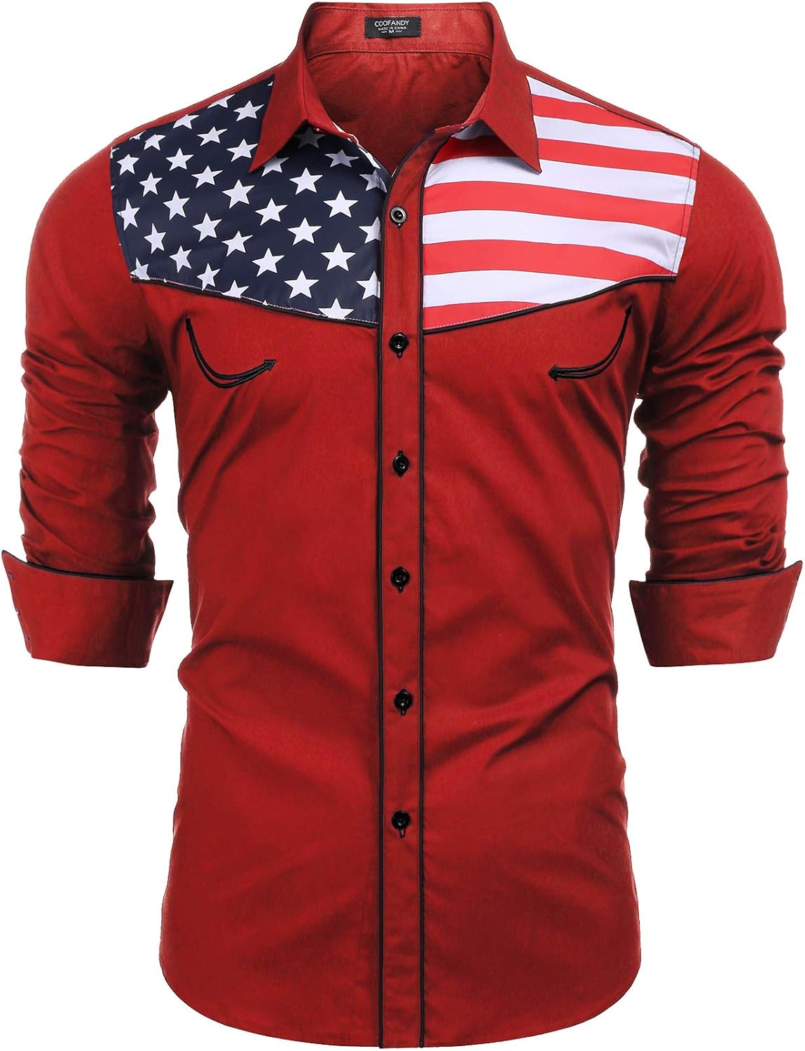COOFANDY Men's Casual Shirt, Special American Flag Button Down Shirt, High-Quali...