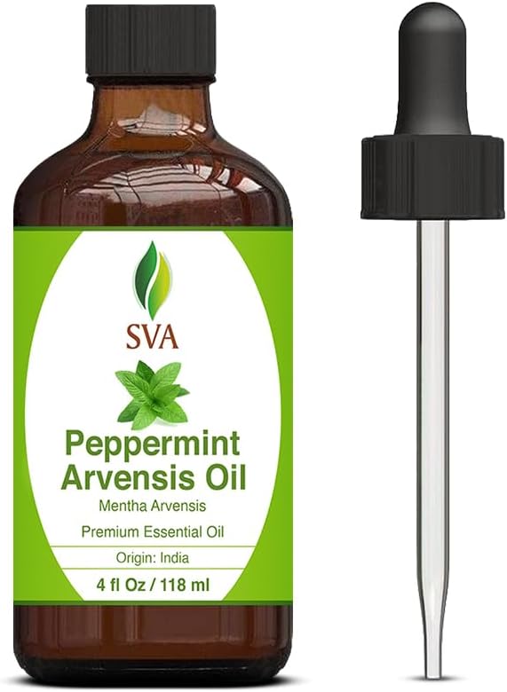 SVA Peppermint Essential Oil – 4 Fl Oz – 100% Natural Peppermint Oil - for Diffu...