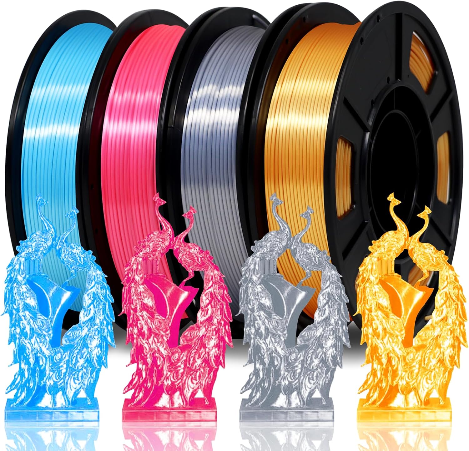 Eono 3D Printer Filament Bundle Multicolor PLA Filament 1.75mm Silk PLA Filament...