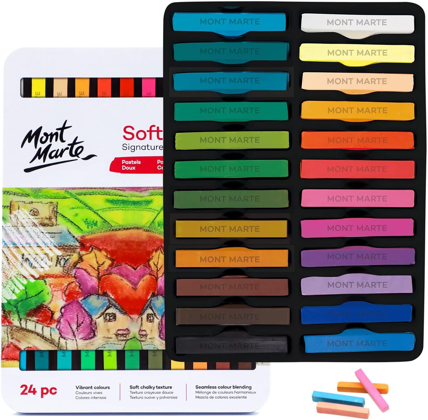 Top Quality MONT MARTE Soft Pastels, Special Pastel Sticks in Tin Box Signature...
