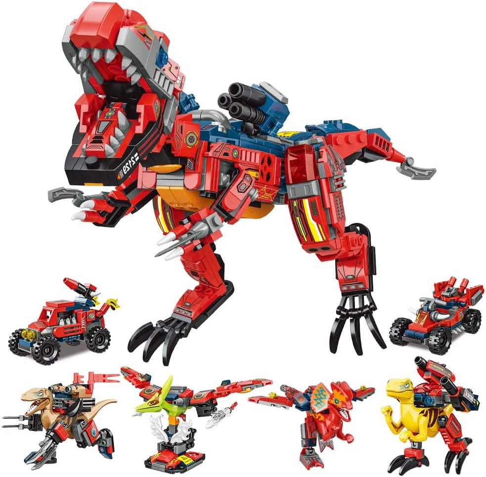 Mesiondy Dinosaur Building Kits, Unique 4 in 1 Transforming Toy Set, Special Din...