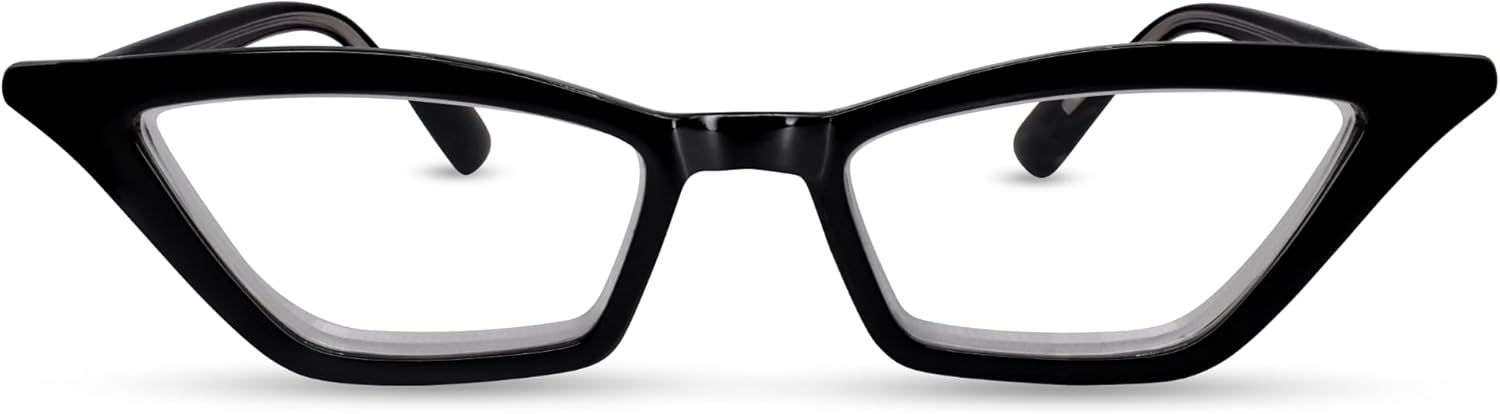 Black Funky Cat Eye Reading Glasses, Stylish Reading Glasses for Women, Unique G...
