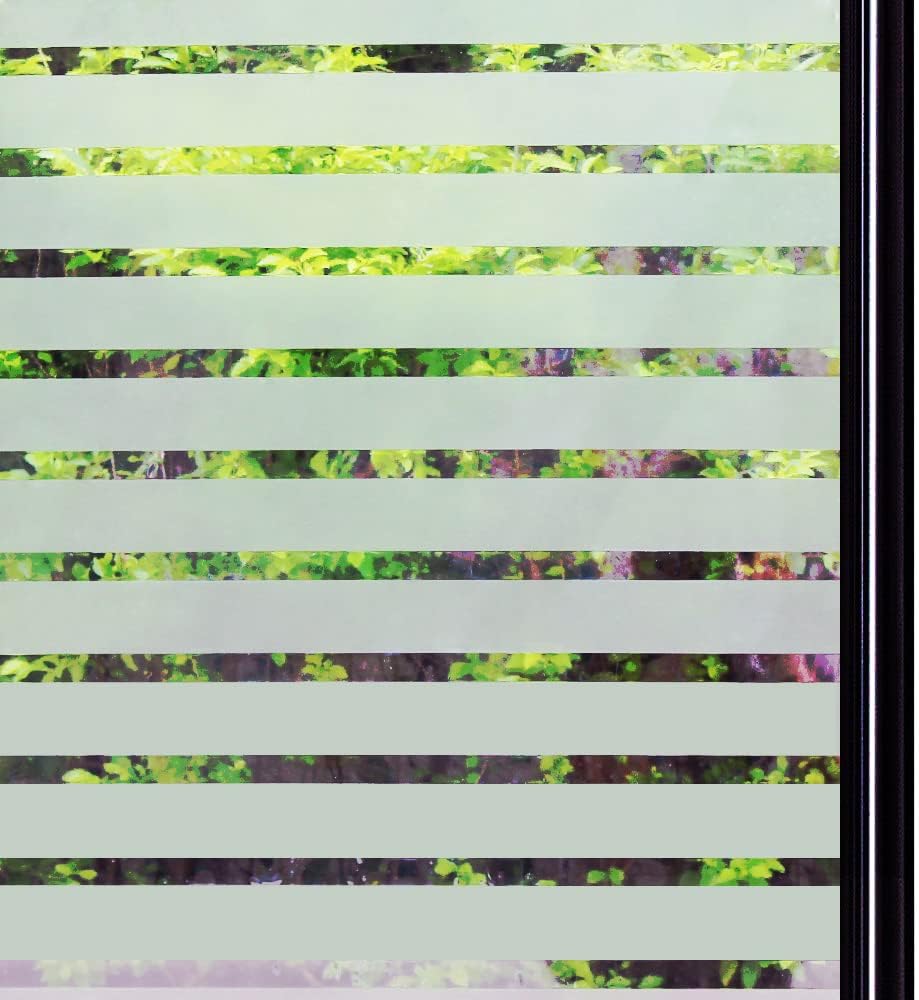 Qualsen Window Film Privacy, Frosted Window Film Stripe Window Film Privacy Wind...
