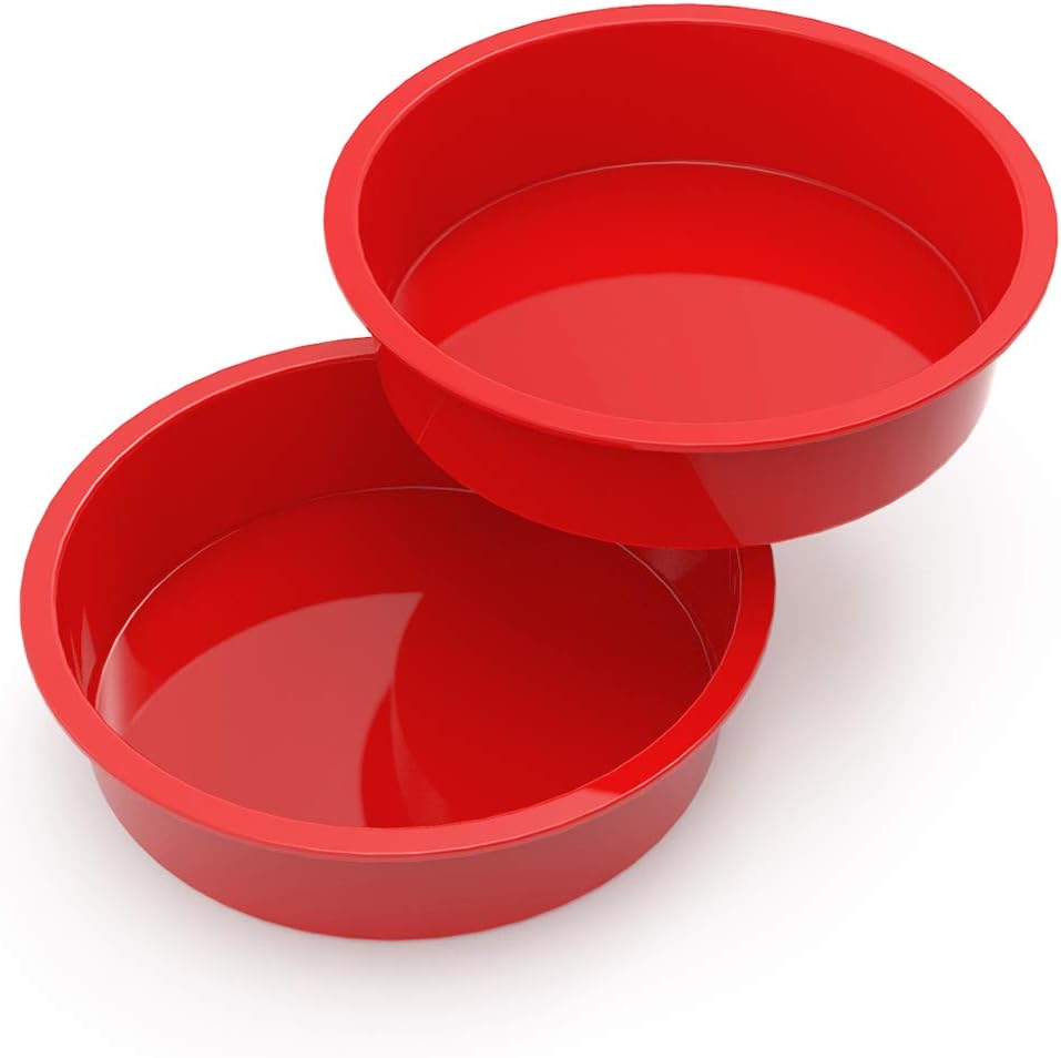 SILIVO Silicone Cake Tins for Baking, 2 Pcs 8 Inch Round Cake Tin, Nonstick 20cm...