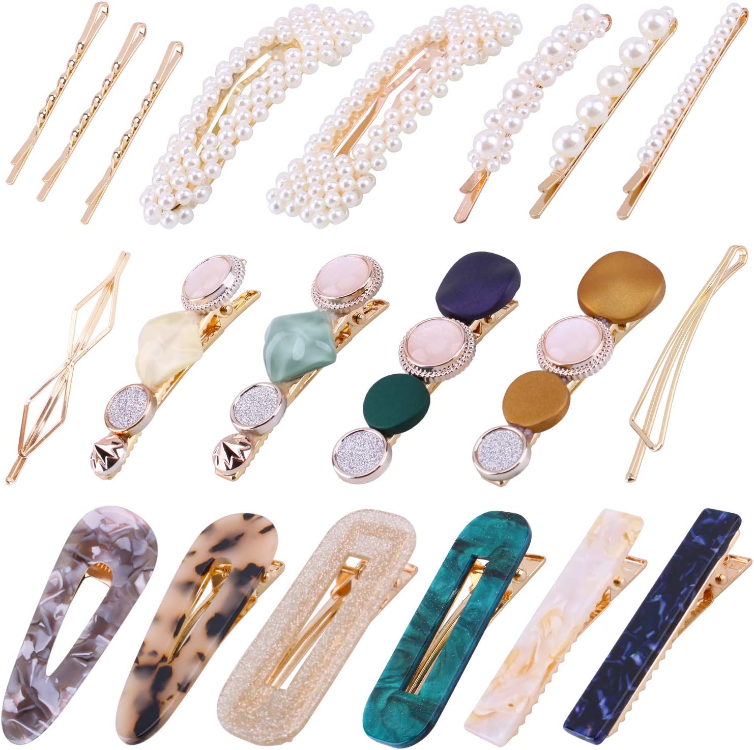 20Pcs Pearl Hair Clips -Fashion Pearls Hair Barrettes Sweet Artificial Macaron A...