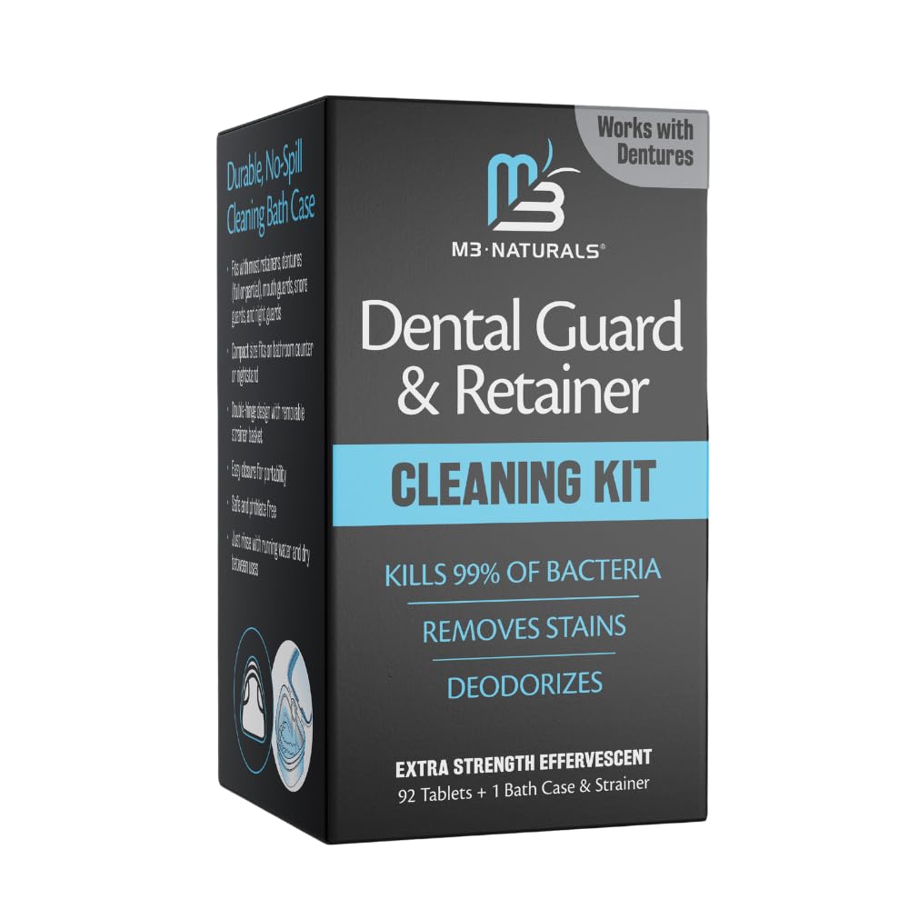Retainer Cleanser Tablets and Soak Container Universal No Mess Denture Cleaning...