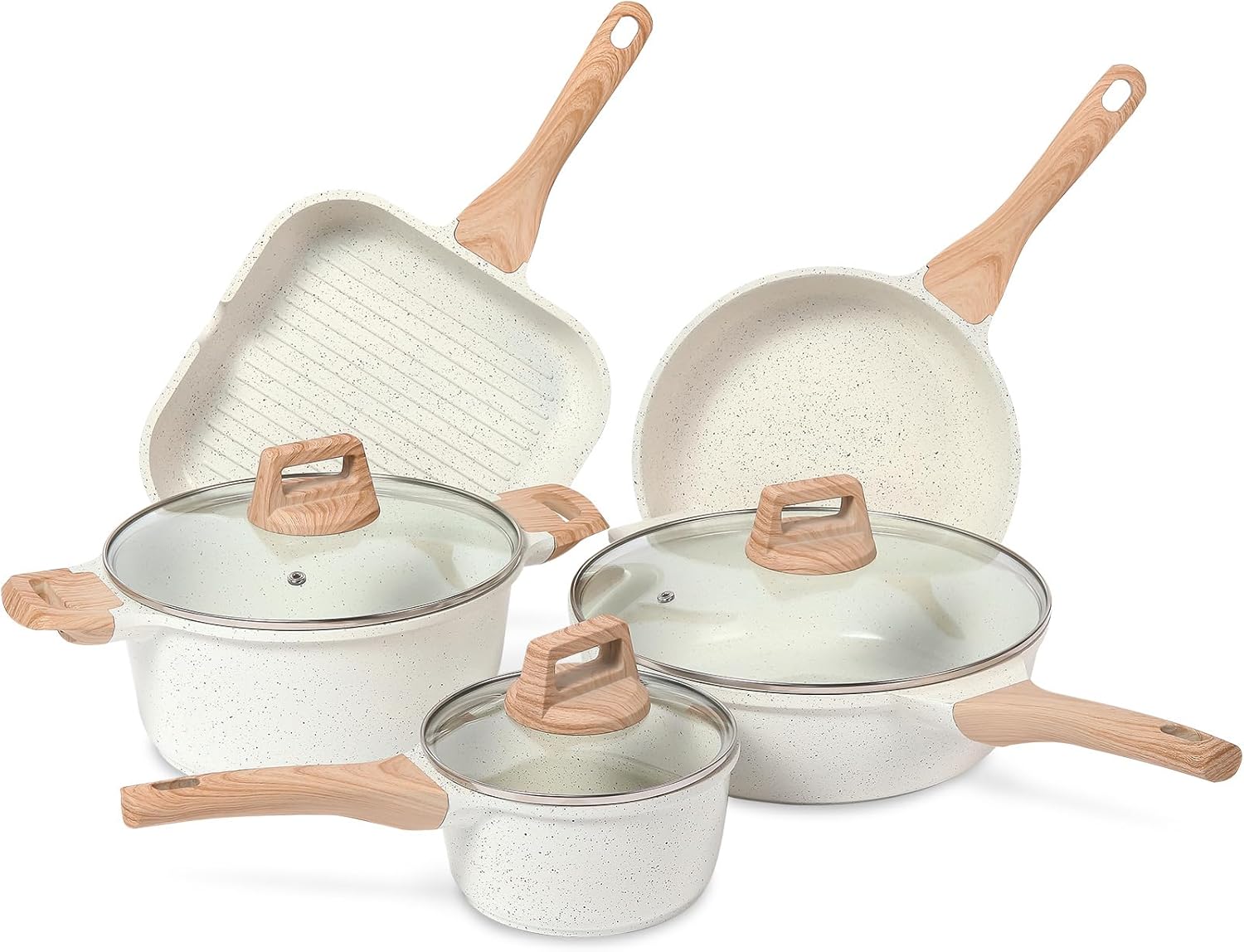 ESLITE LIFE Nonstick Cookware Sets, Special Ceramic Coating Pots and Pans Set, I...