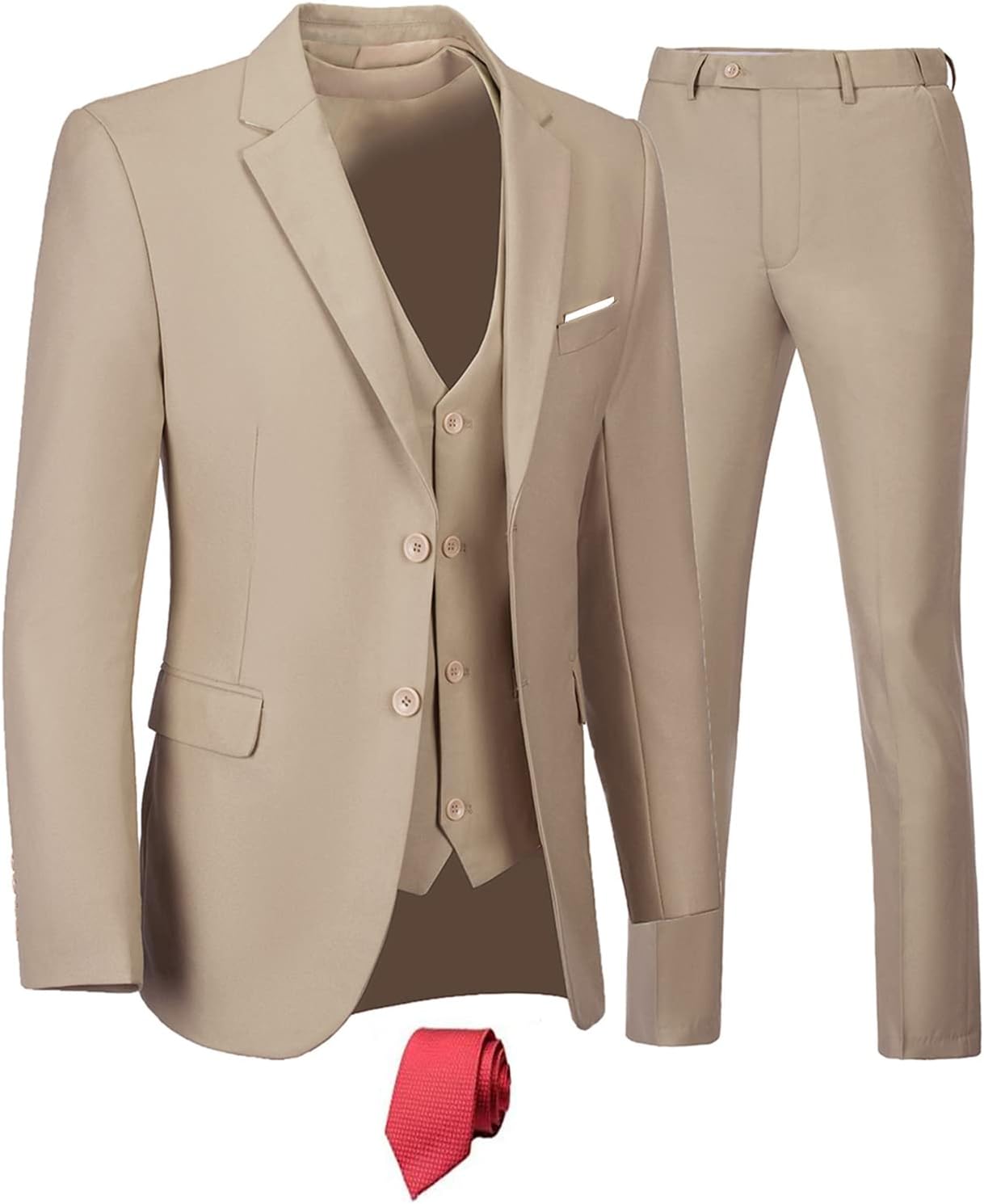 Men's Suits, Stylish 3 Piece Slim Fit Suit Set, Elegant Two Button Wedding Busin...
