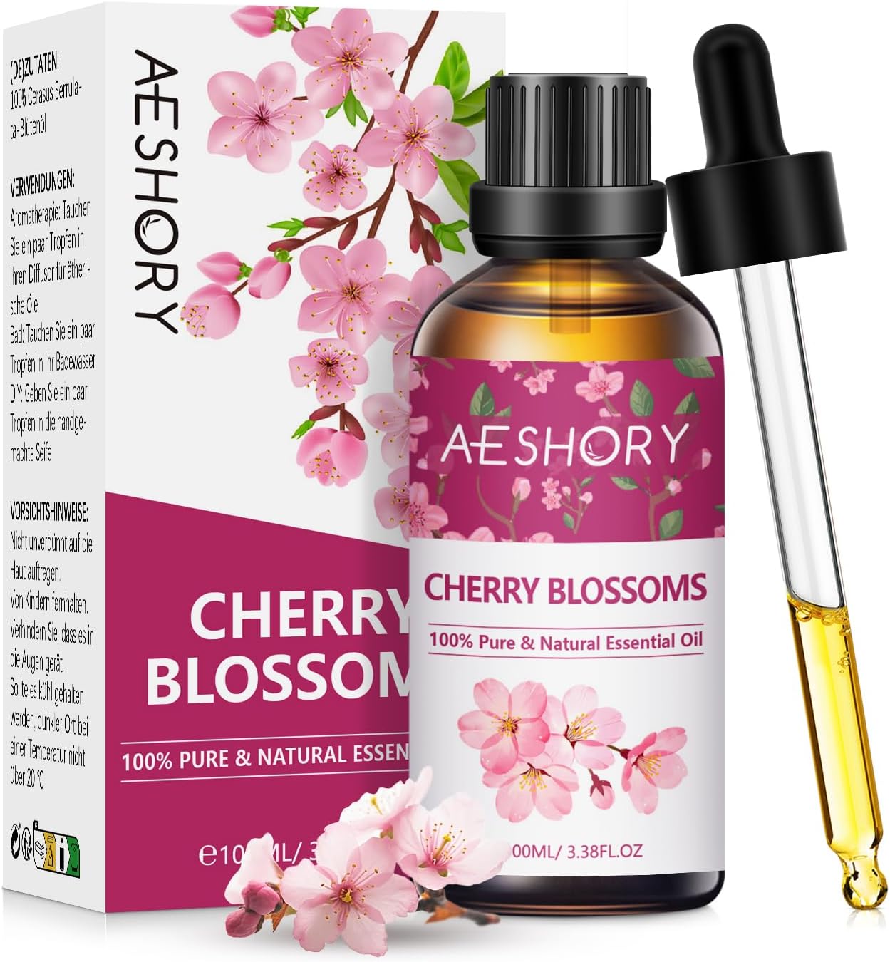 AESHORY Cherry Blossom Essential Oil 100ml, 100% Pure Natural Cherry Blossom Fra...