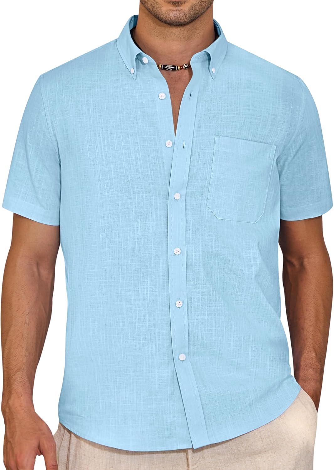 **Best J.VER Men's Short Sleeve Linen Shirts, Special Shrink Free Regular Fit Sh...