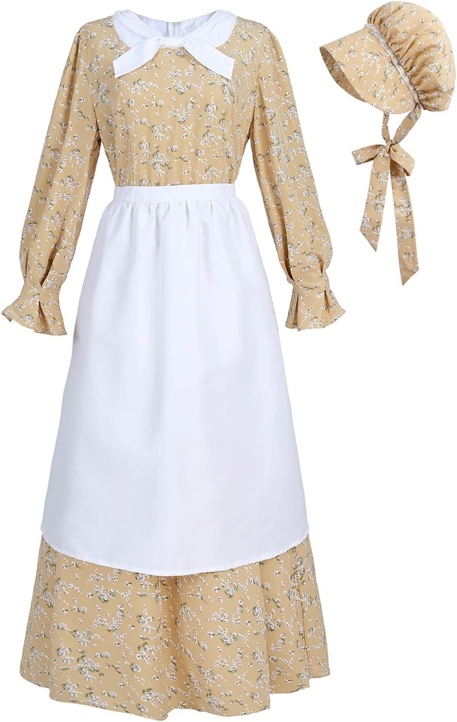 CR ROLECOS Colonial Prairie Dress Women Floral Amish Dresses Pilgrim Costume Lar...