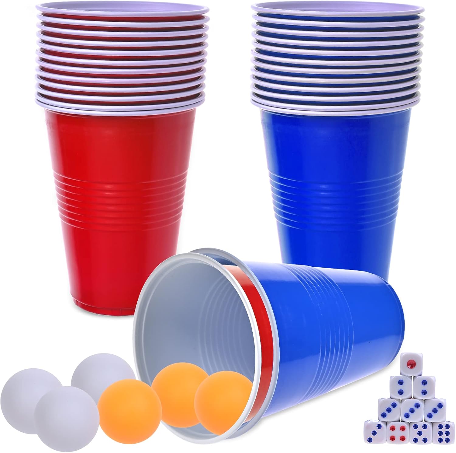 Faburo Red Party Cups Set, 30 Red Blue Plastic Solo Cups Reusable Plastic Party...