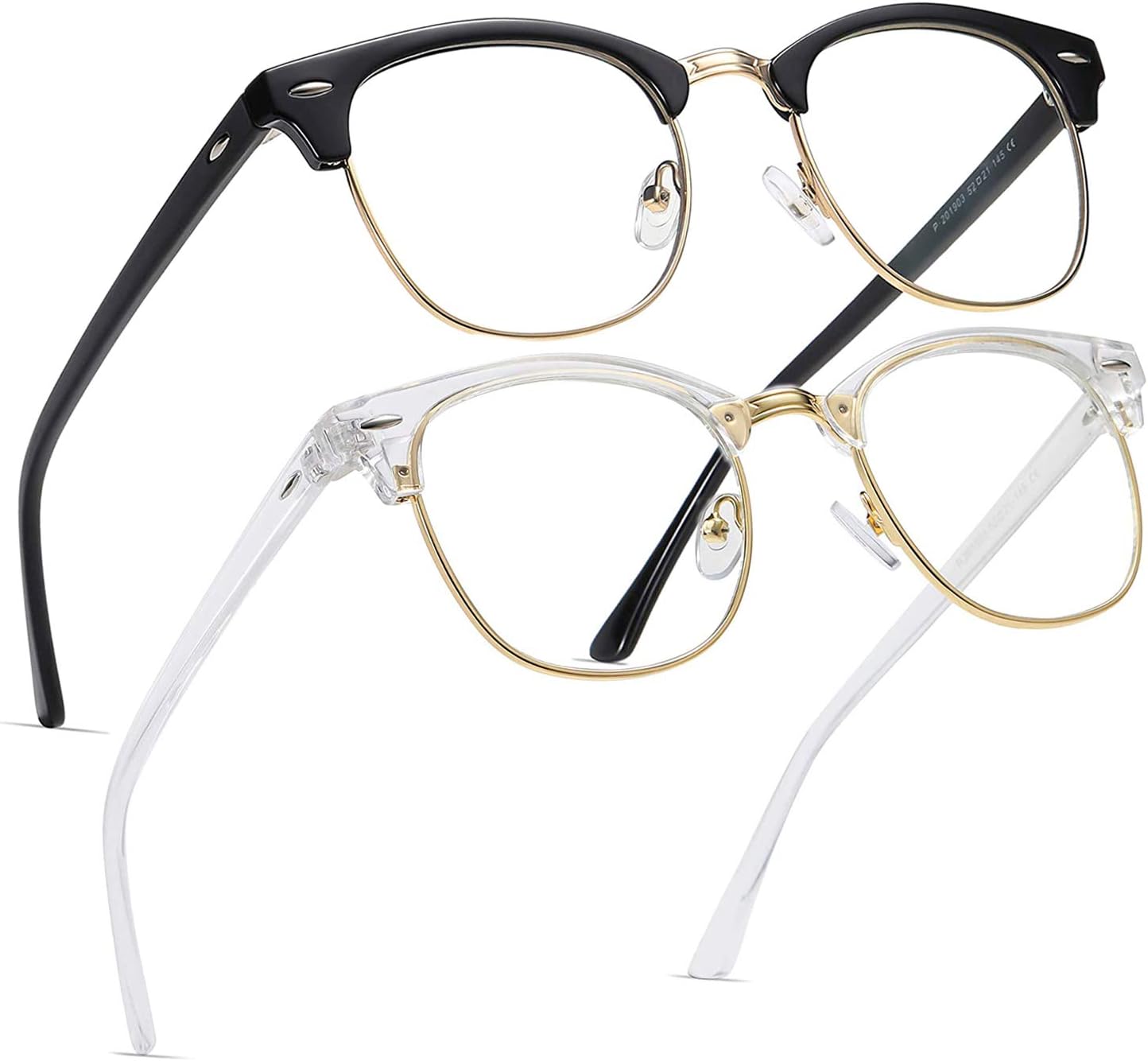 2 Pack Blue Light Blocking Glasses, Anti Blue Light Gaming Glasses, Retro Fashio...